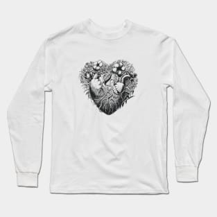 Foliage Heart Drawing Illustration Long Sleeve T-Shirt